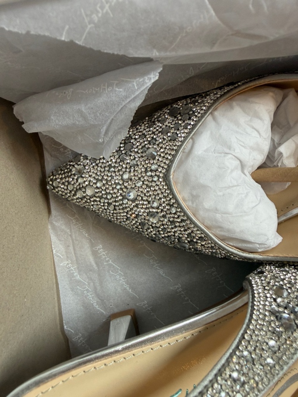 NEW Betsey Johnson Clark Slingback Silver Rhinestone Pointed Pump 9.5 PROM - Picture 12 of 13